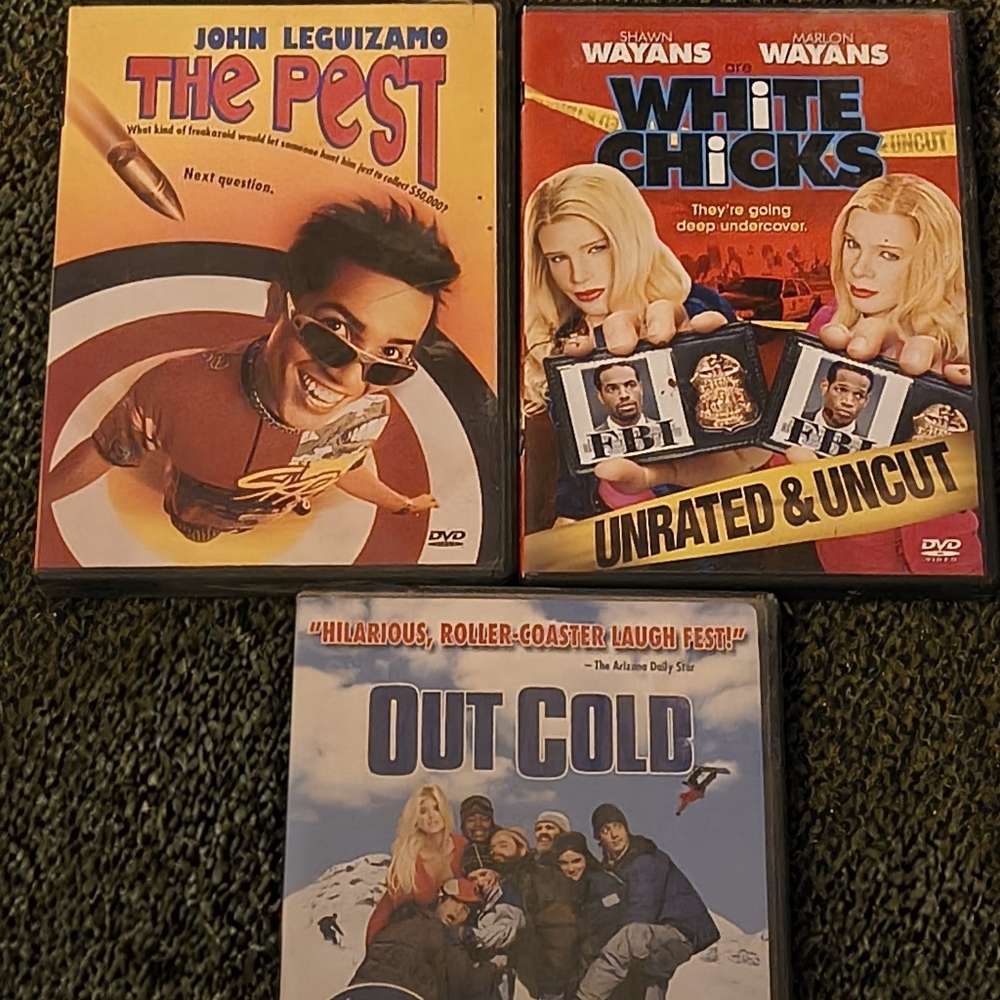 Set of 3 Comedy DVDs - Out Cold + White Chicks + Unknown Cover